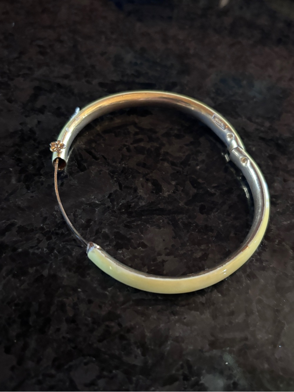 Sandor Silver-Tone Hoop Earrings with Pale Yellow Enamel